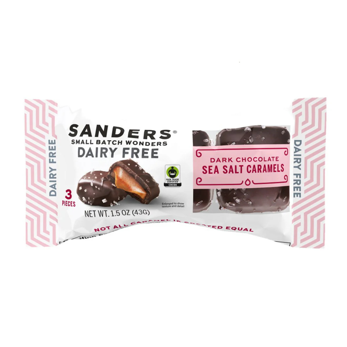 Sanders Candy - Dairy Free Dark Chocolate Sea Salt Caramel Fair Trade 3-Piece (Pack of 8)
