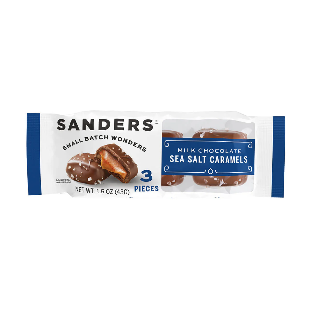 Sanders Candy - Milk Chocolate Sea Salt Caramels 3-Piece (Pack of 8)