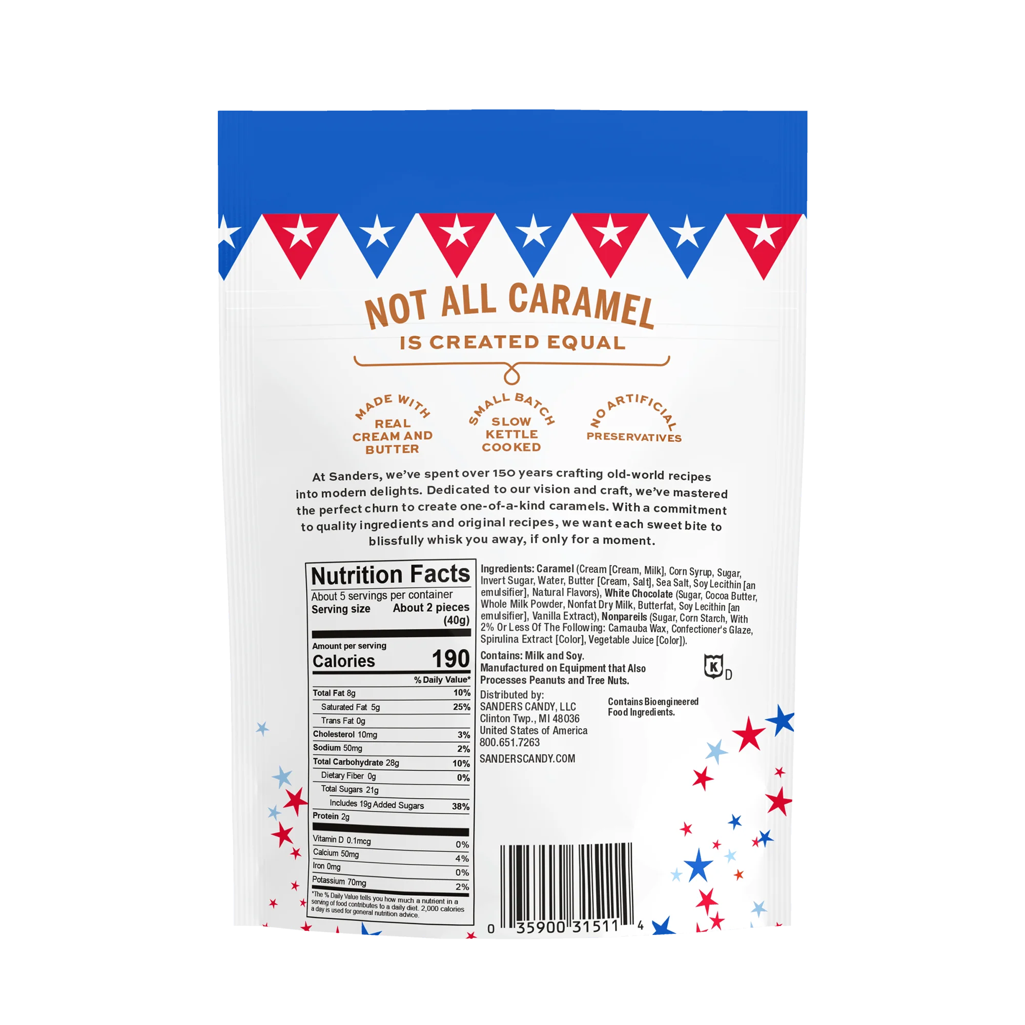 Red, White Chocolate, and Blue Birthday Cake Sea Salt Caramels - Image 2